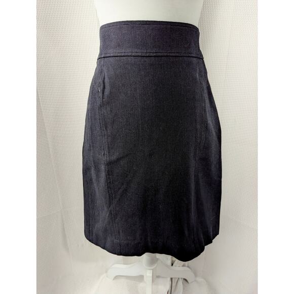 NWOT! BANANA REPUBLIC! BLUE & BLACK MICRO- PINPONT PLAID STRETCH SKIRT! SZ 8 - Picture 2 of 7